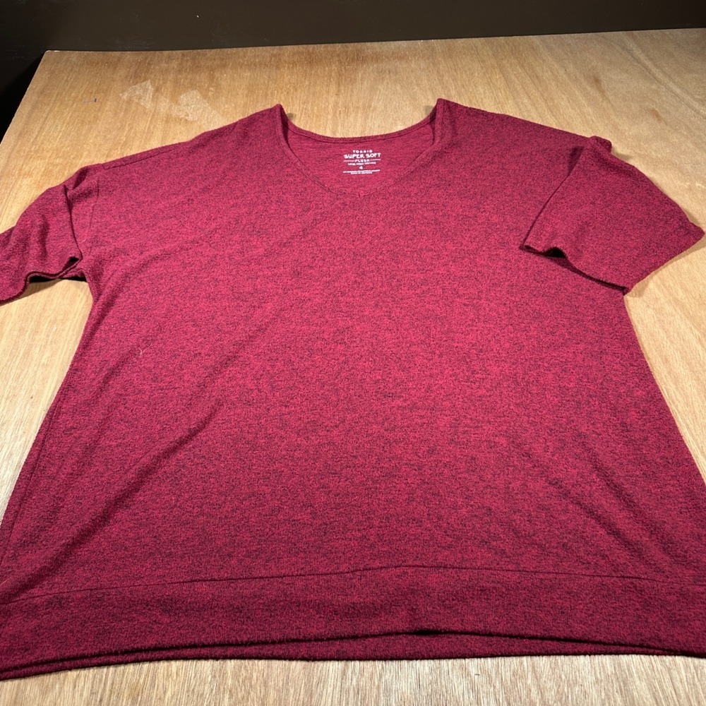 Torrid Super Soft Plush Sweater Women 4 (26) Red Heathered V-Neck Knit
